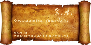Kovacsevics András névjegykártya